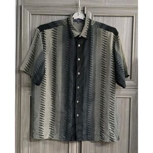 Bassiri Uomo Shirt Men XL Gray Green Blue Black Short Sleeve Button Up